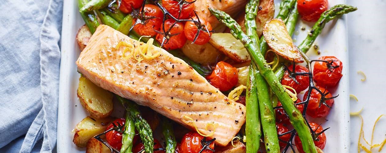 Salmon and Asparagus Traybake Chilterns MS Centre