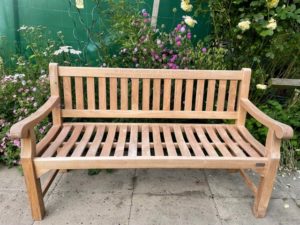 Diane′s Bench on our patio
