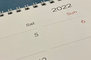 Calendar displaying a page from 2022