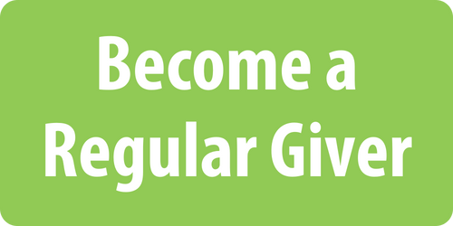 Green background with the text Become a Regular Giver